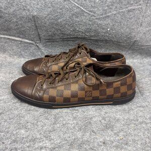 Louis Vuitton Damier Ébène Low Top Sneakers Brown Leather Size 45 US 12